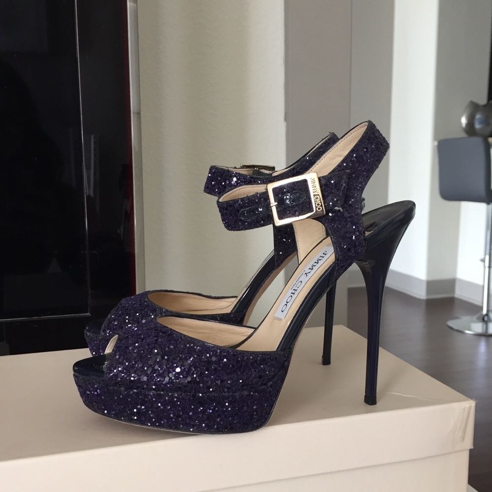 Jimmy Choo Purple Glitter Heels